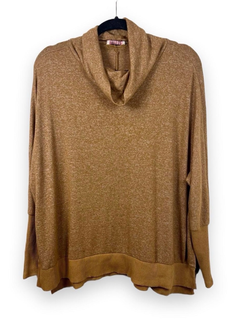 Andree by Unit Cowl Neck Sweater Poncho Pullover Camel Brown Oversized